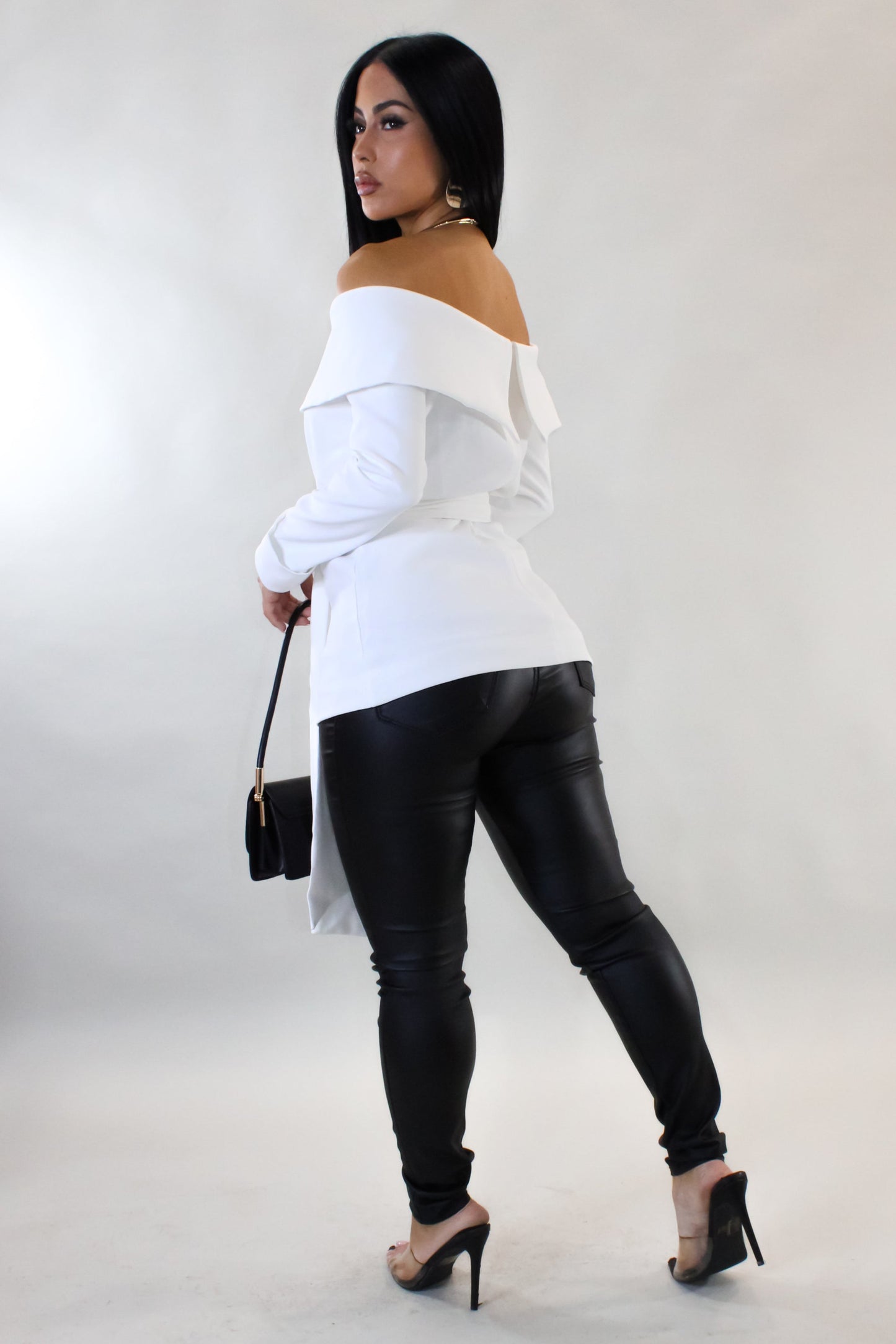 Off Shoulder Tied Blouse- White