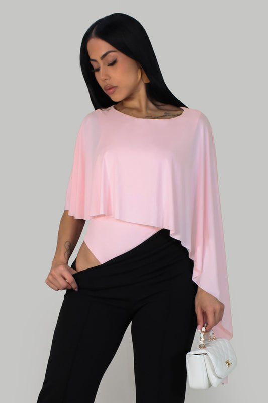 Draped Bodysuit Top- Pink