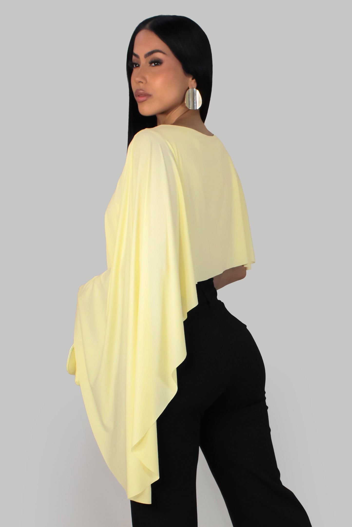 Draped Bodysuit Top- Yellow