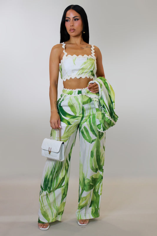 Ripple Effect 3-Piece Pants Set- Green