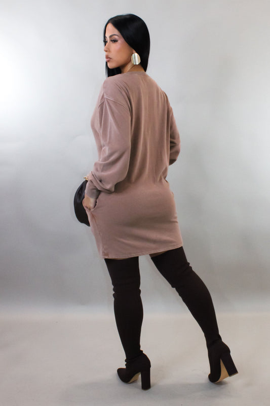 Cozy Nights Mini Dress/Sweater- Rose