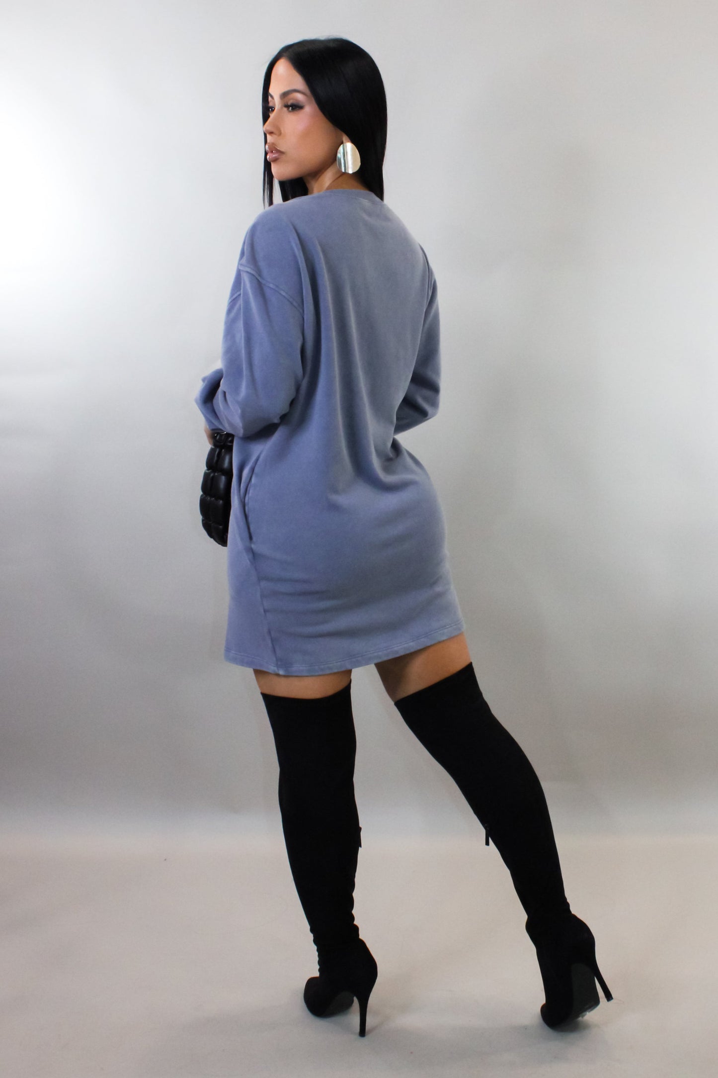 Cozy Nights Mini Dress/Sweater- Navy