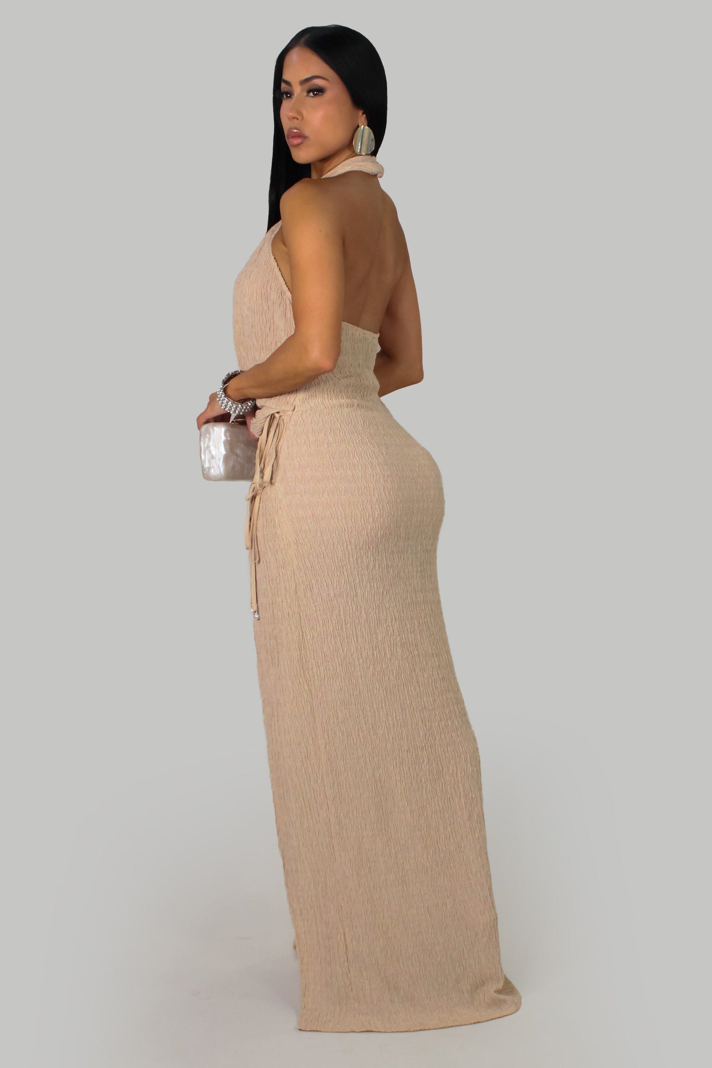 Elegant Pearls on Me Maxi Dress- Cream