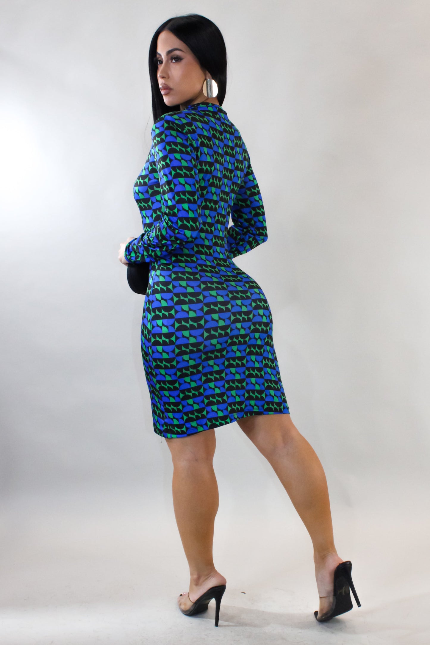 Forest Vibe Multicolored Long Sleeve Mini Dress