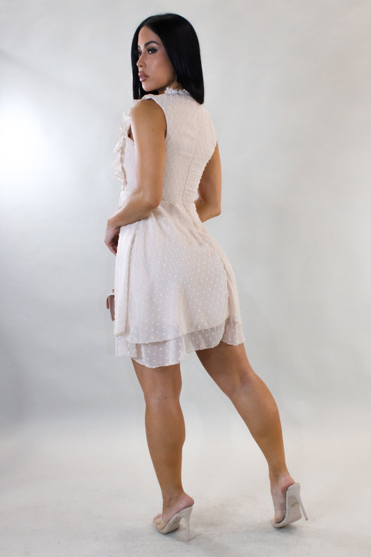 Draw Me In Mini Dress- Cream