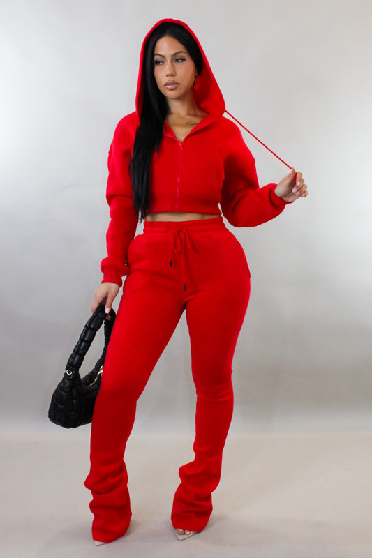 Winter Nights Jogger Set- Red