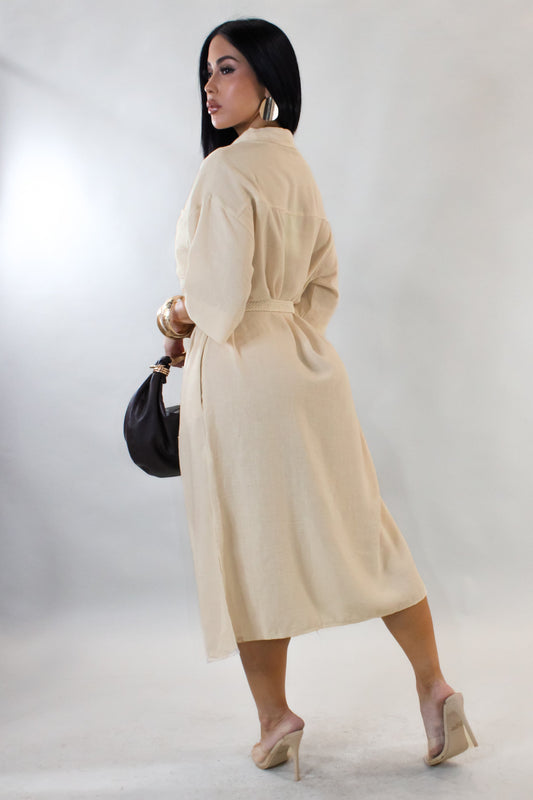 Old Money Midi Dress- Beige