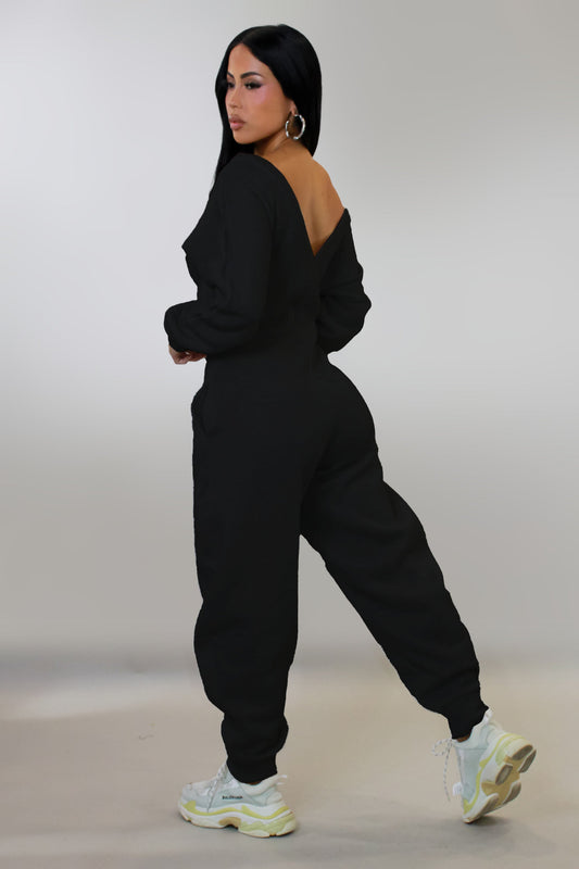 My Comfort Zone Lounge Jumpsuit- Black