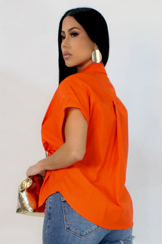 At Peace Short Sleeve Blouse- Orange