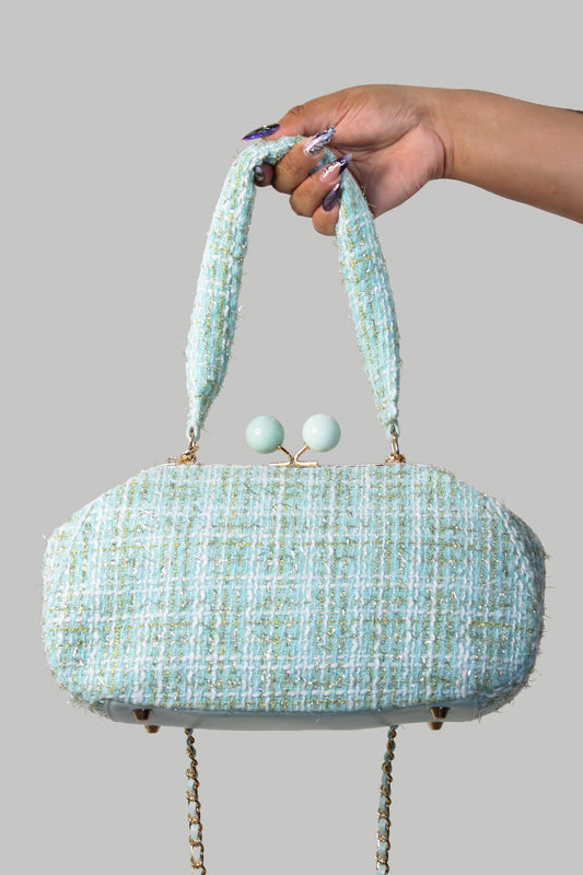 Tweed Kiss Lock Crossbody Bag