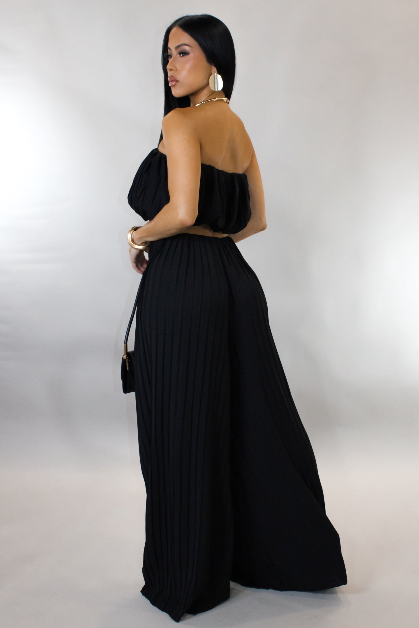 Taking Control Pleated Pants Set- Black