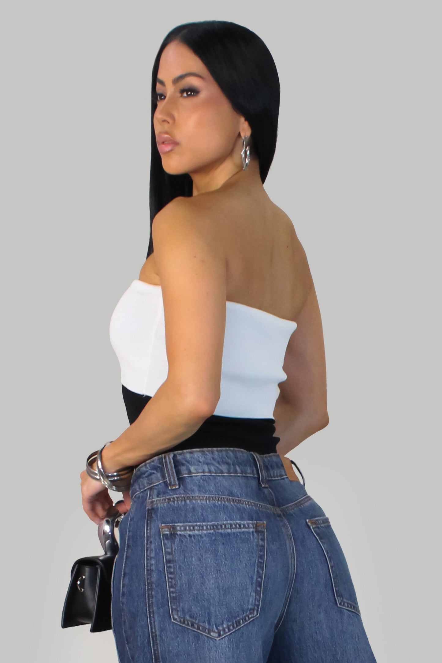 Colorblock Tube Top- Black/White