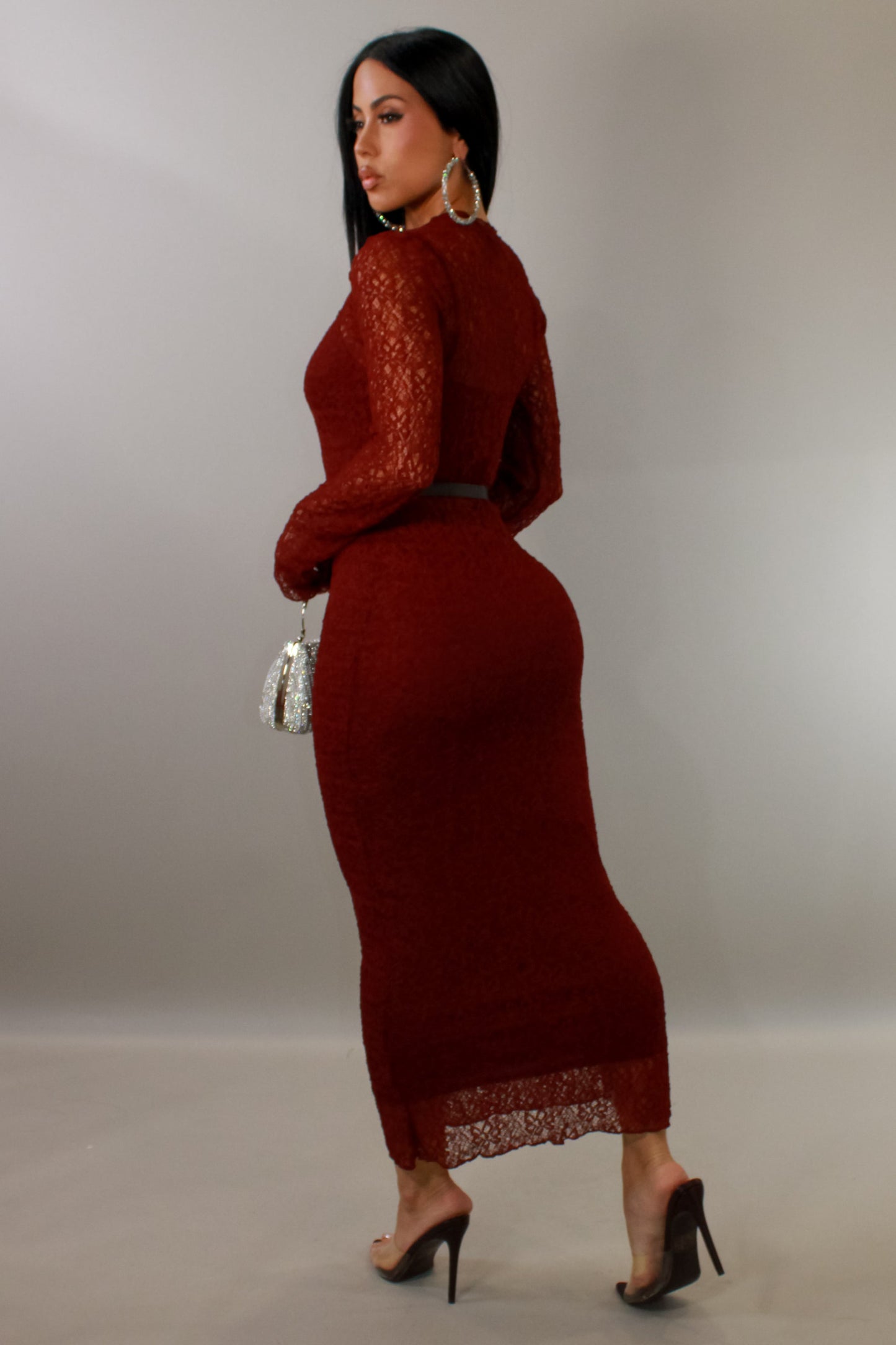 Lace on Me Midi Dress- Red