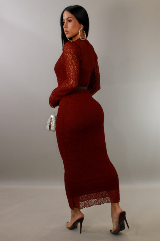 Lace on Me Midi Dress- Red