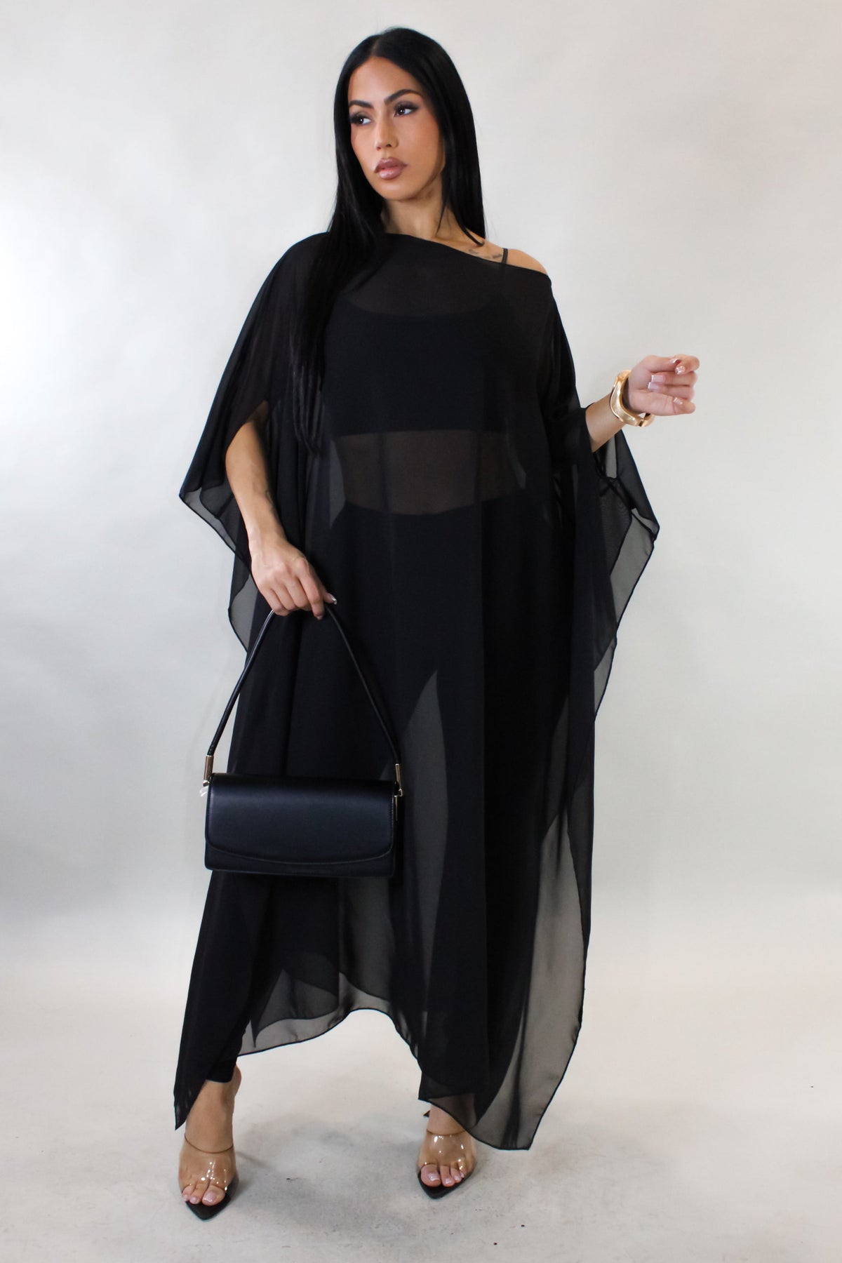 Conjunto de 3 peças All My Love - Calça, Top e Drapeado - Preto