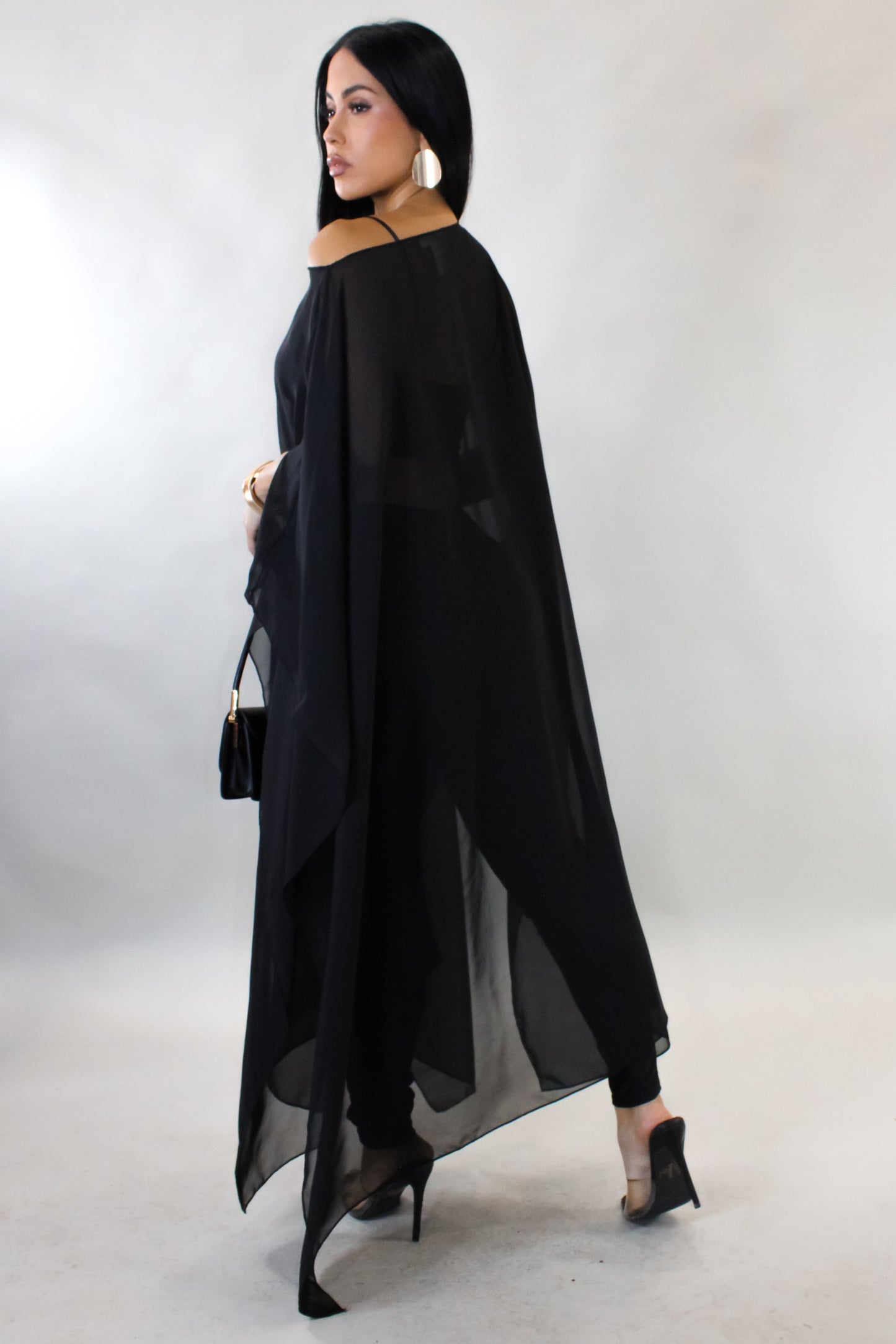 All My Love 3-Piece Pants, Top, & Drape Set- Black