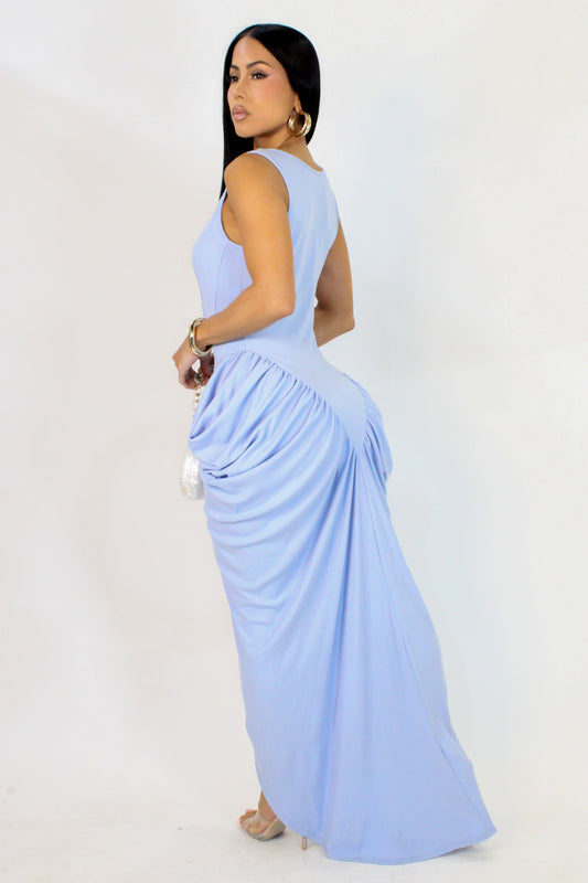 Stuck on You Slit Maxi Dress- Blue