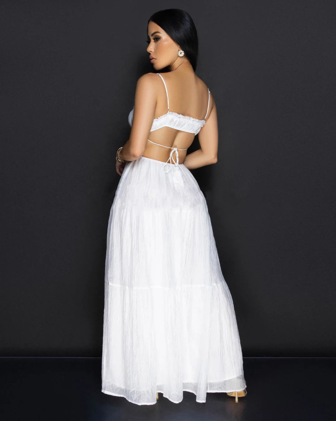 White Tiered Ruffled Maxi Dress