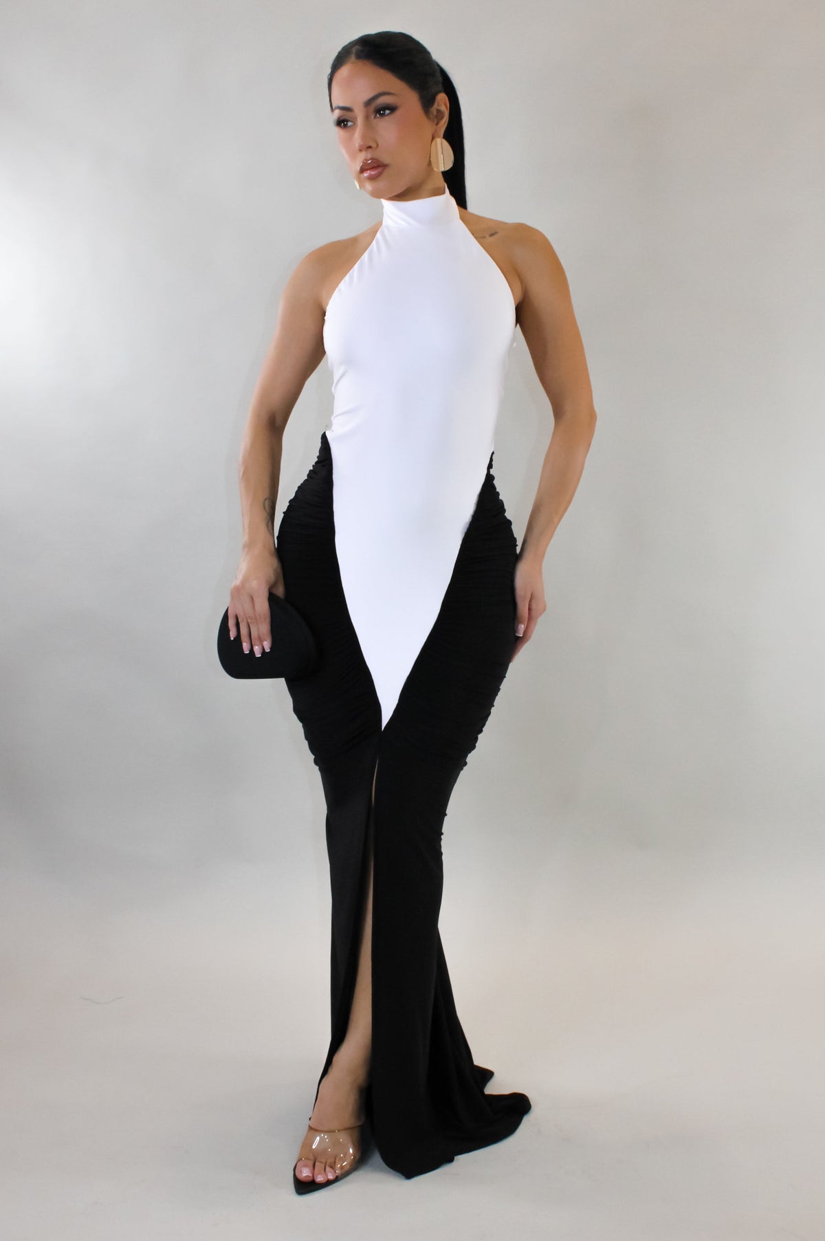 Vestido longo franzido Take it Slow - Branco