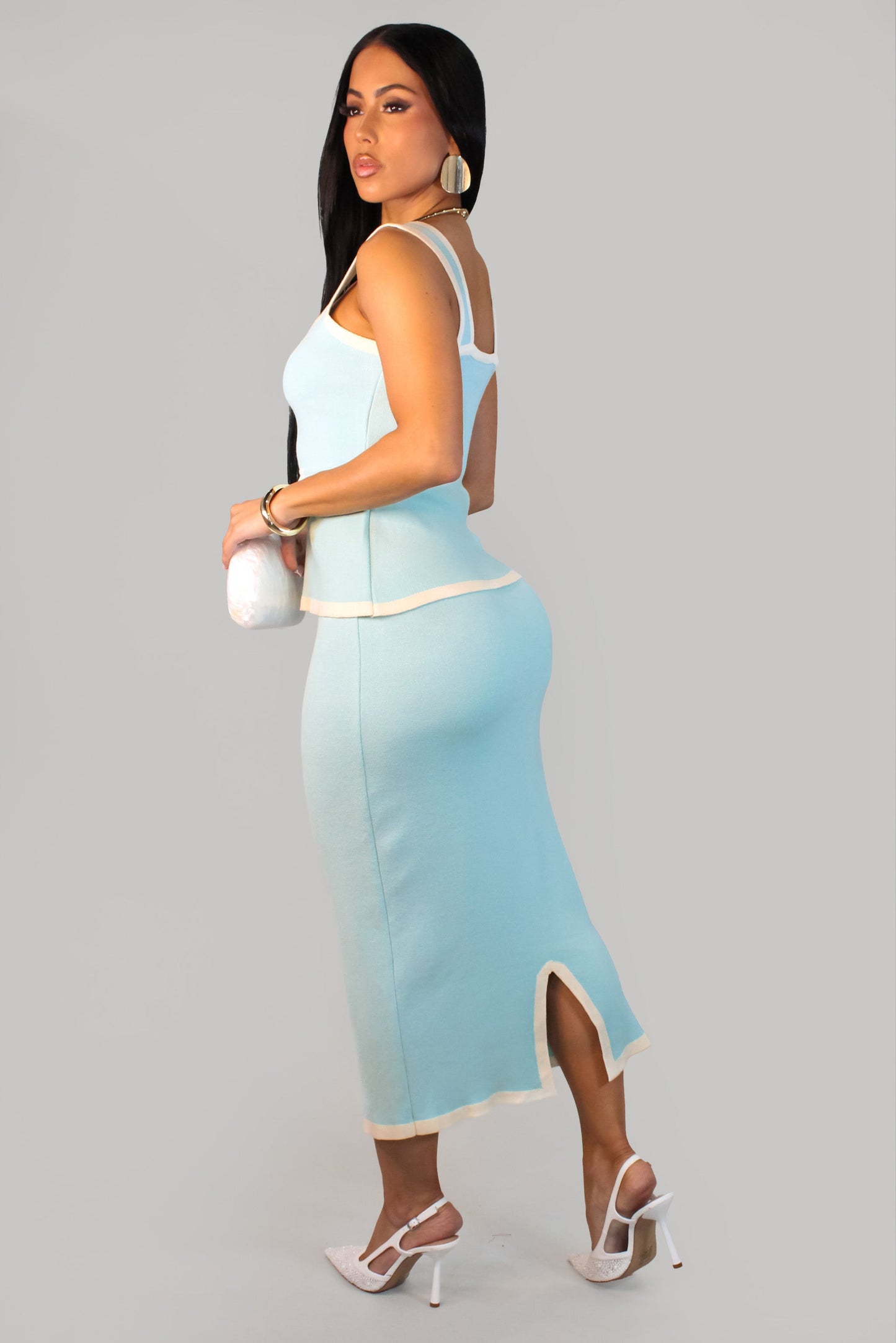 Brunch Mellow Skirt Set- Aqua