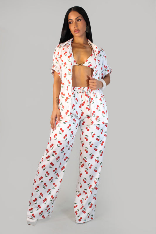 Cherry Print Pants Set