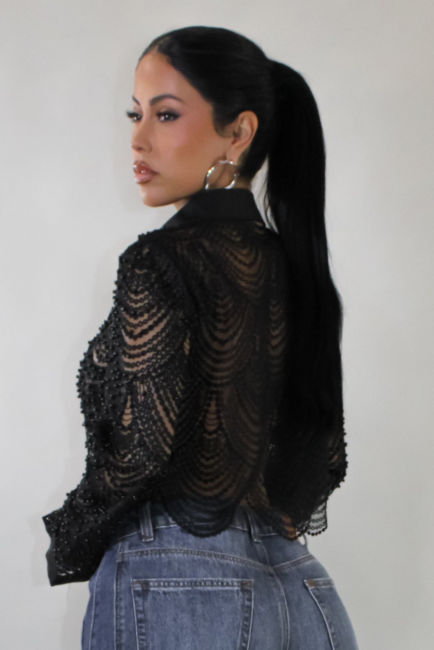 City of Angels Sequin Blouse- Black