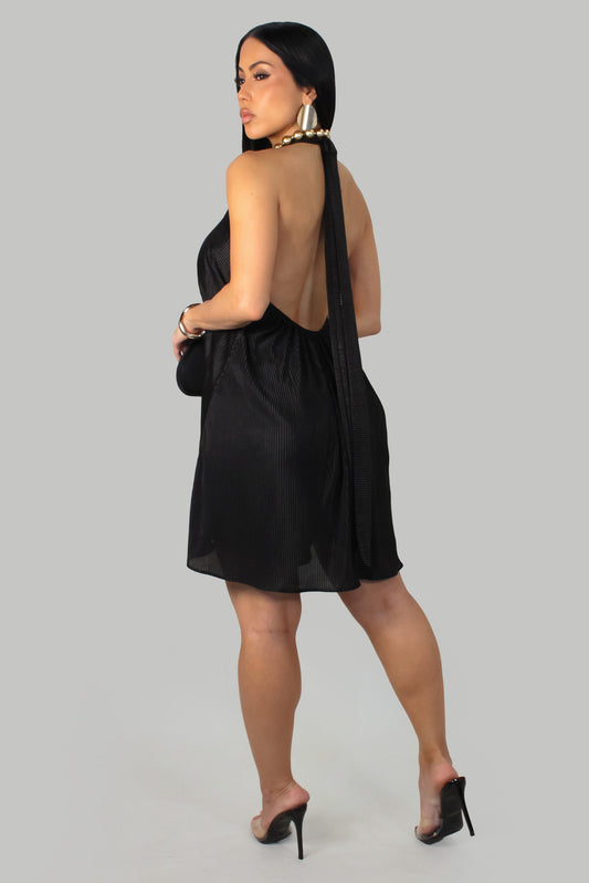 Sexy Open Back Romper Dress- Black