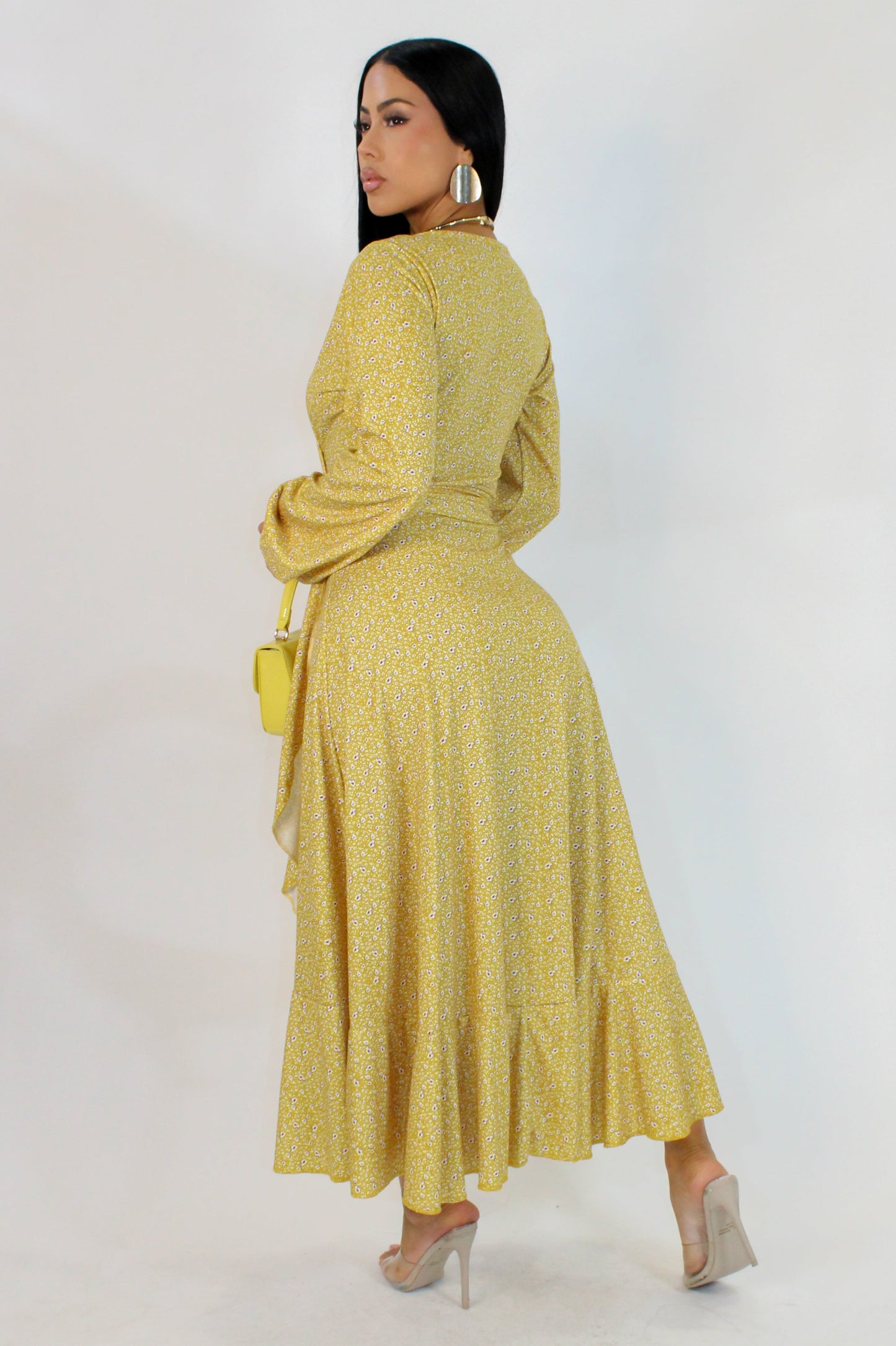 Ms. Daisy Yellow Print Maxi Dress