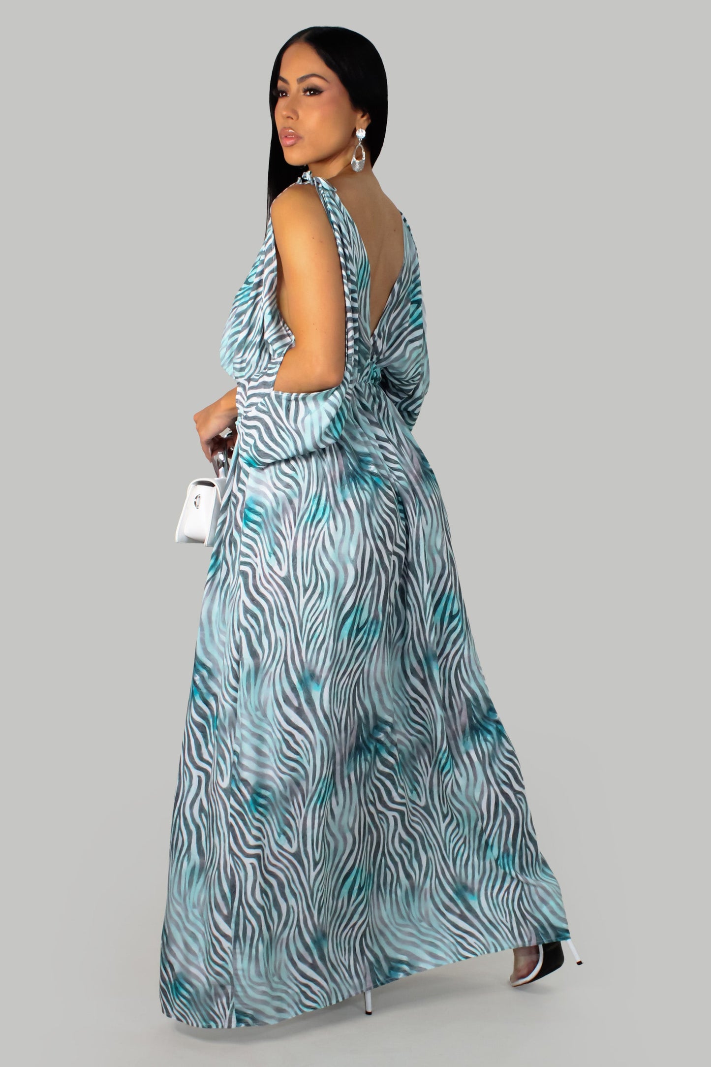 Zebra Striped Dress in Teal