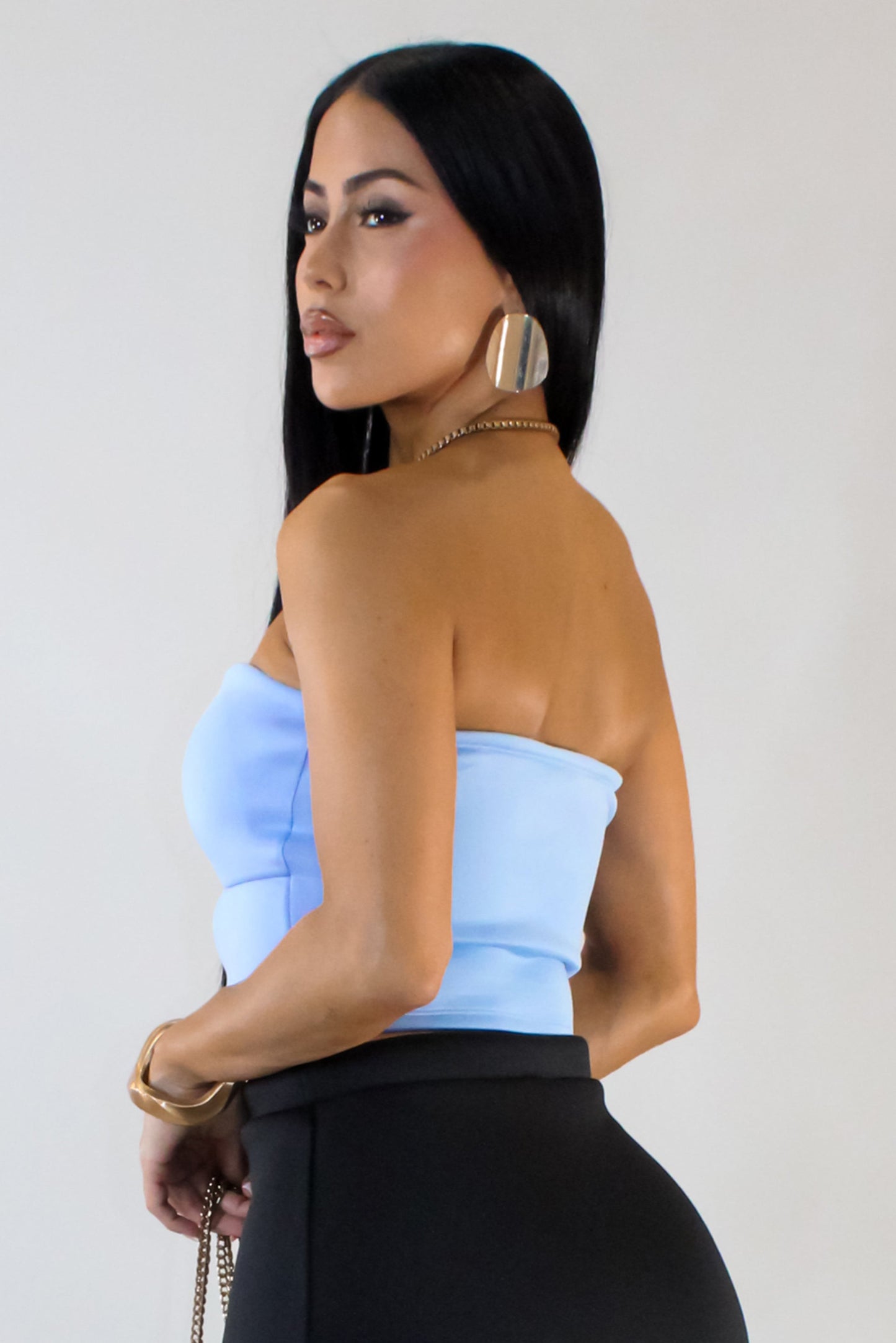 In Between Cropped Top-Blue