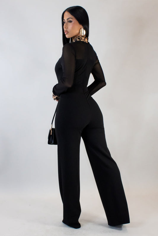 Flirty & Fun Animal Print Tipped Jumpsuit