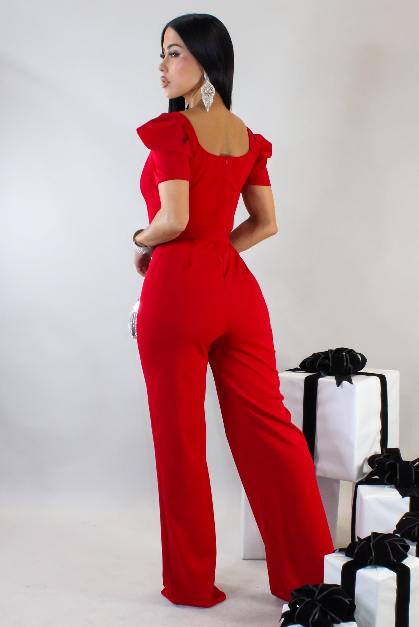 Let's Have Brunch Jumpsuit- Red