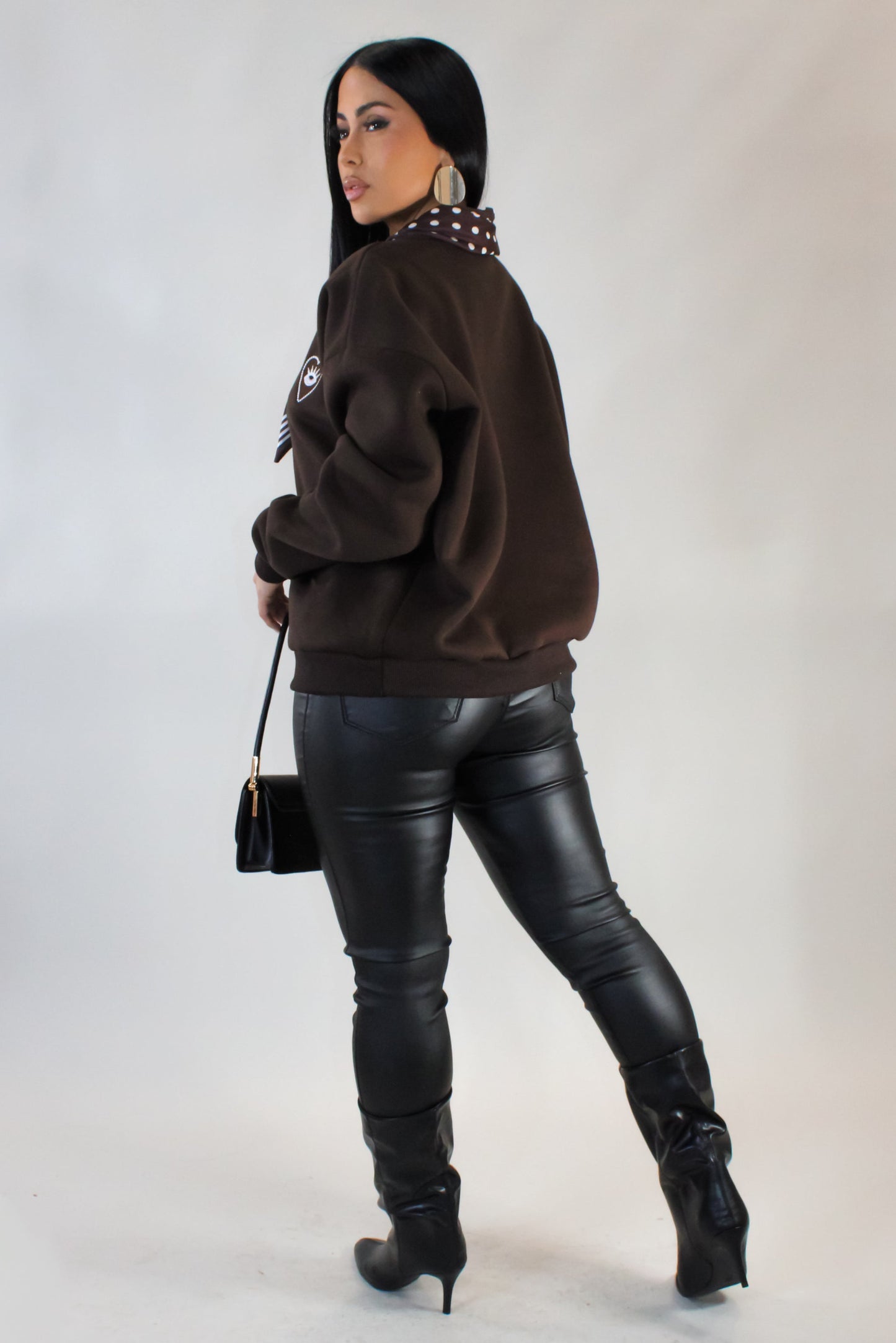 Cozy Up Sweater w/ Scarf- Brown