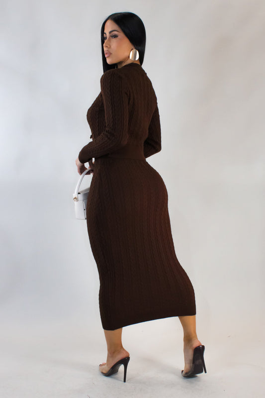 Knit Skirt Set- Brown