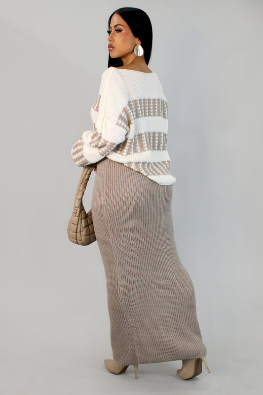 Breakfast By the River Skirt Set- Cream/Taupe