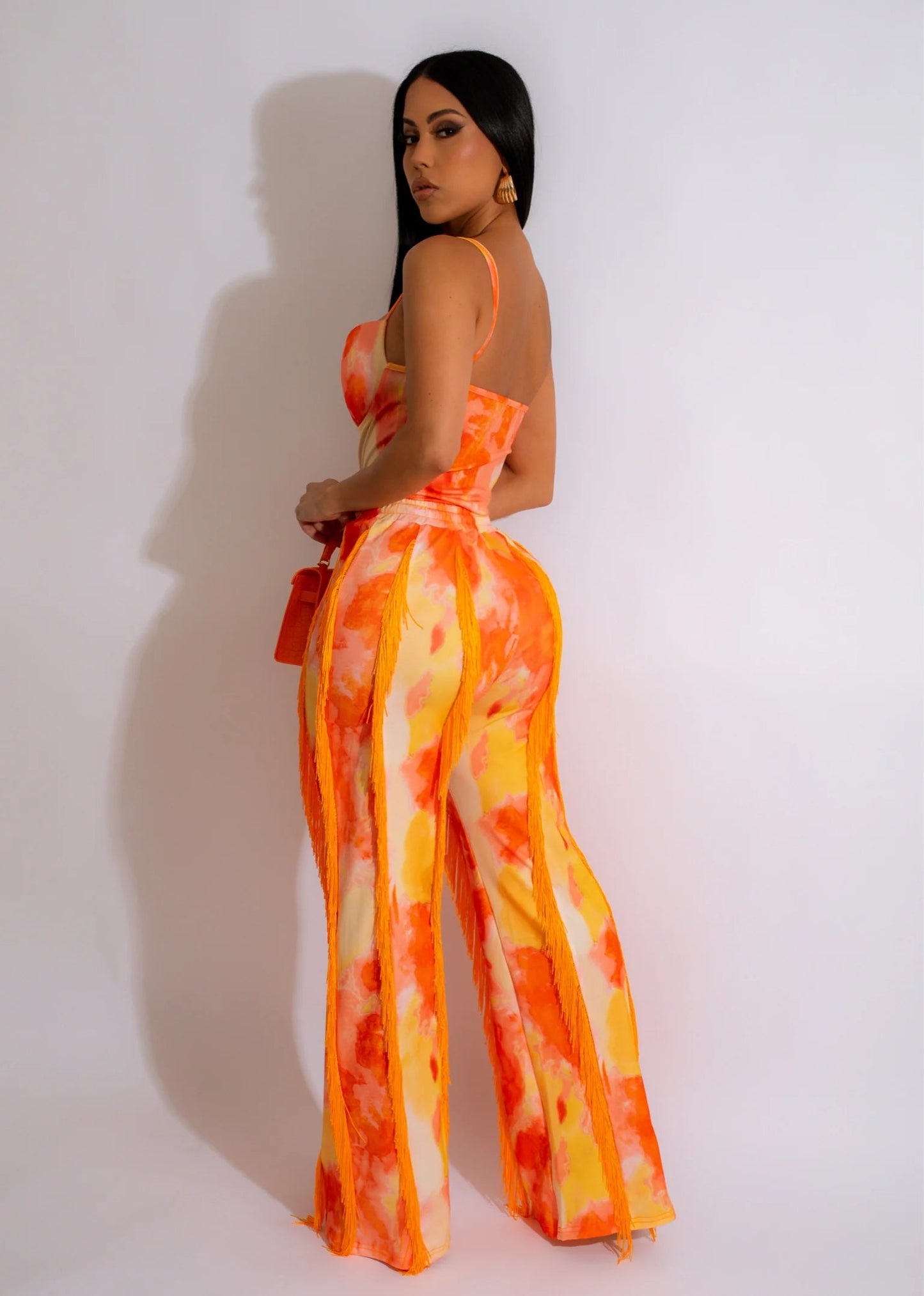 Sunset Fringe Pants & Bodysuit Top Set