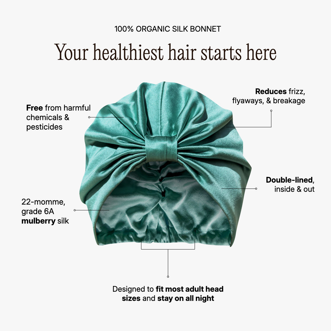 Touca de Cabelo de Seda Orgânica Verde Jade