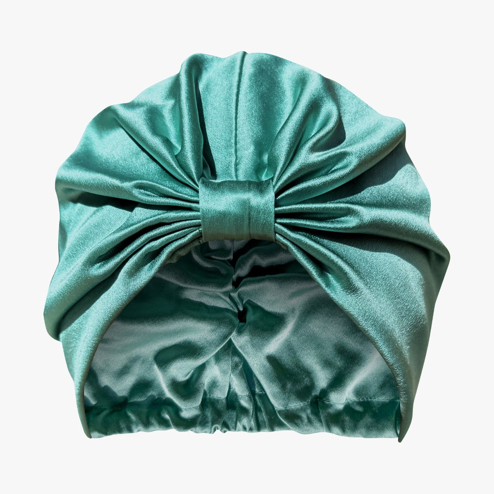 Touca de Cabelo de Seda Orgânica Verde Jade