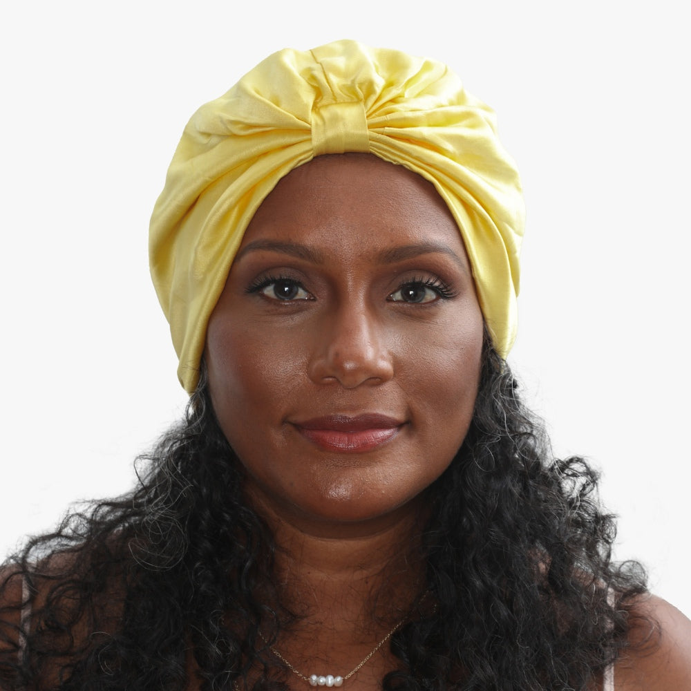 Organic Silk Hair Bonnet Sunshine Yellow