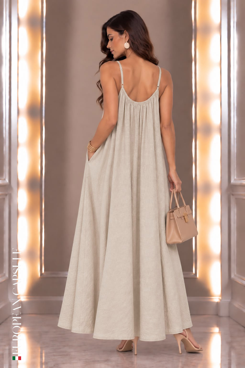 Italian Linen Beilla Dress- Cream