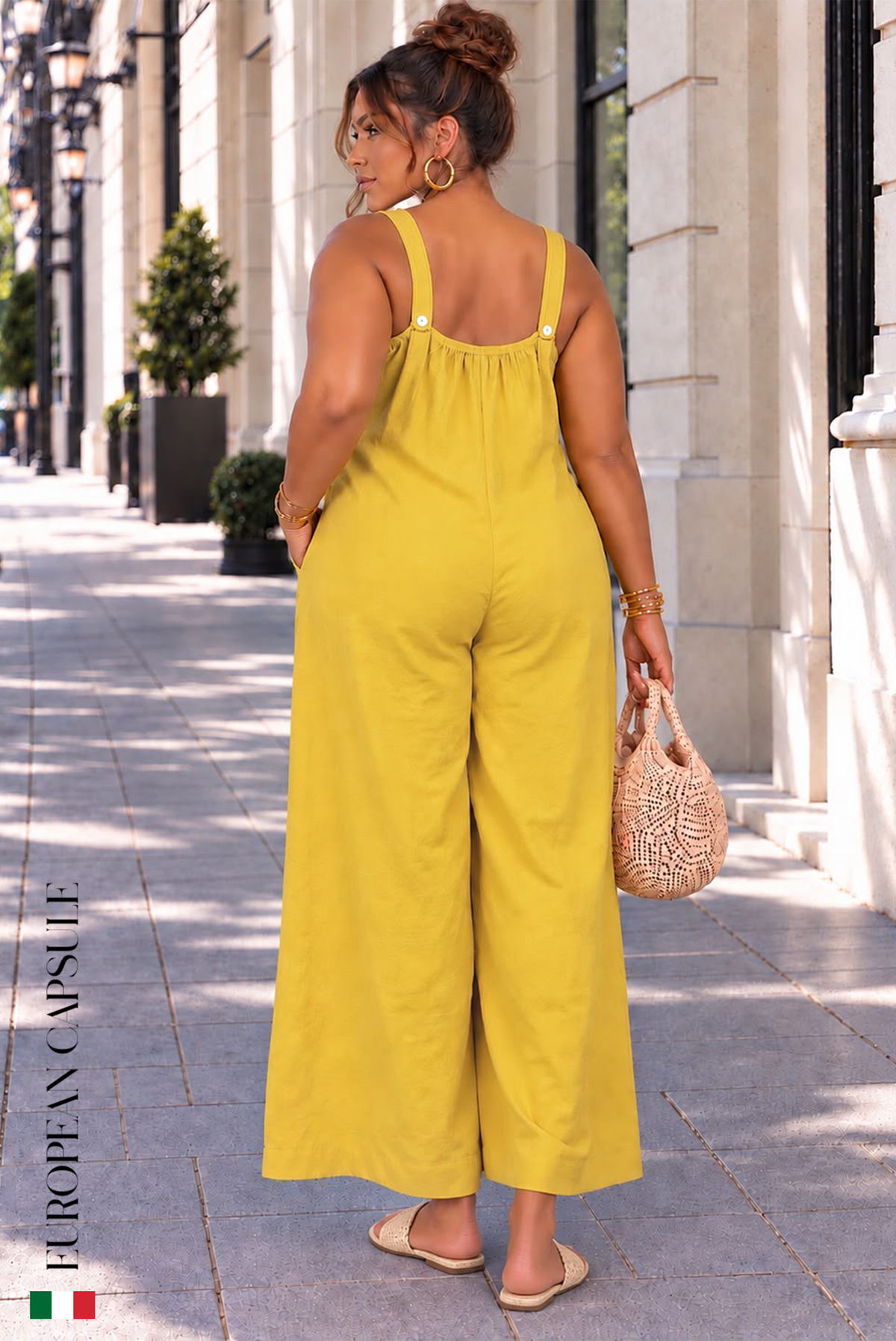 Italian Linen Stella Romantica Jumpsuit- Yellow
