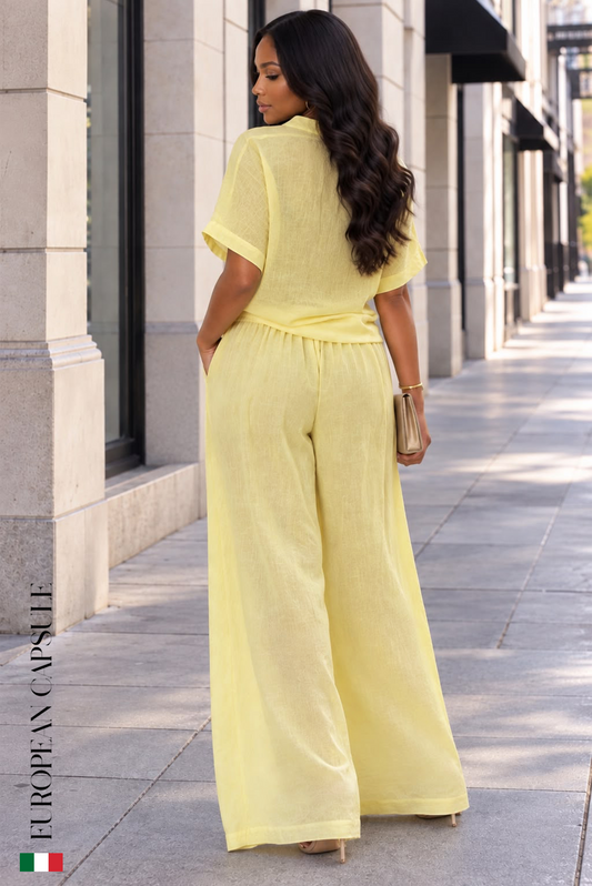 Italian Linen Dolce Positano Pants- Yellow