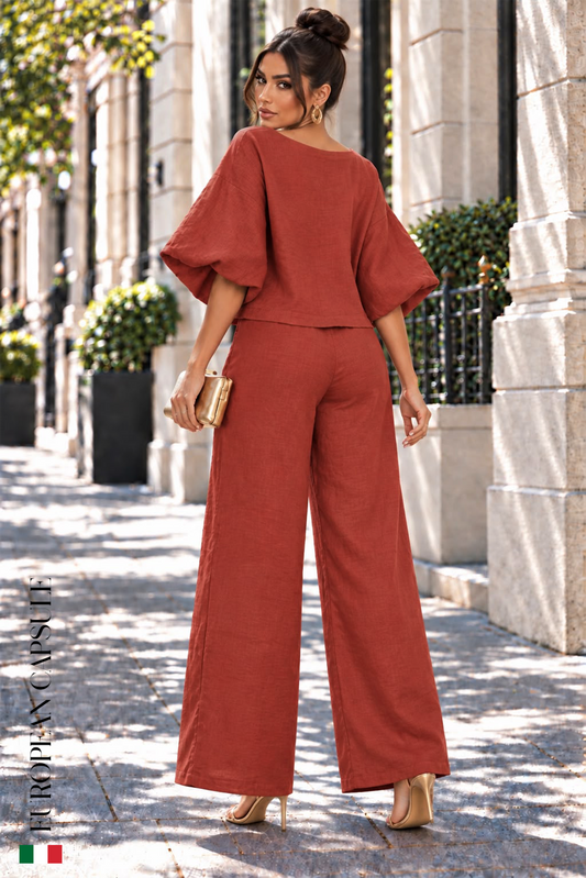 Italian Linen Brezza Toscana Pants- Red