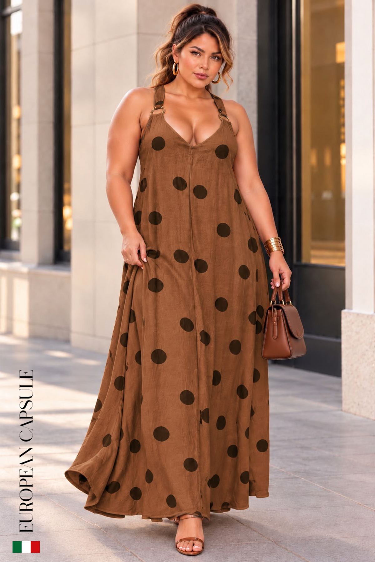 Italian Linen Tra Cielo E Mare Maxi Dress- Rust