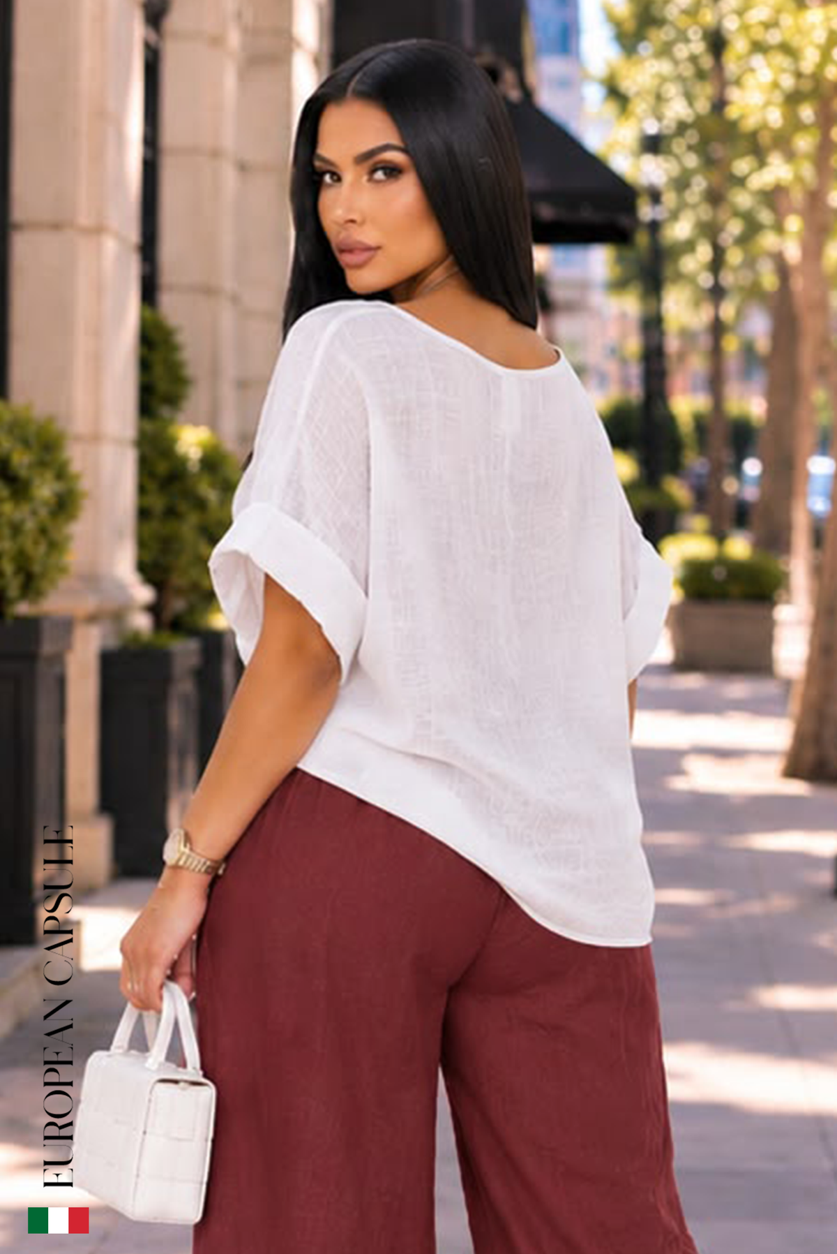 Italian Linen Carezza Di Luce Top- White