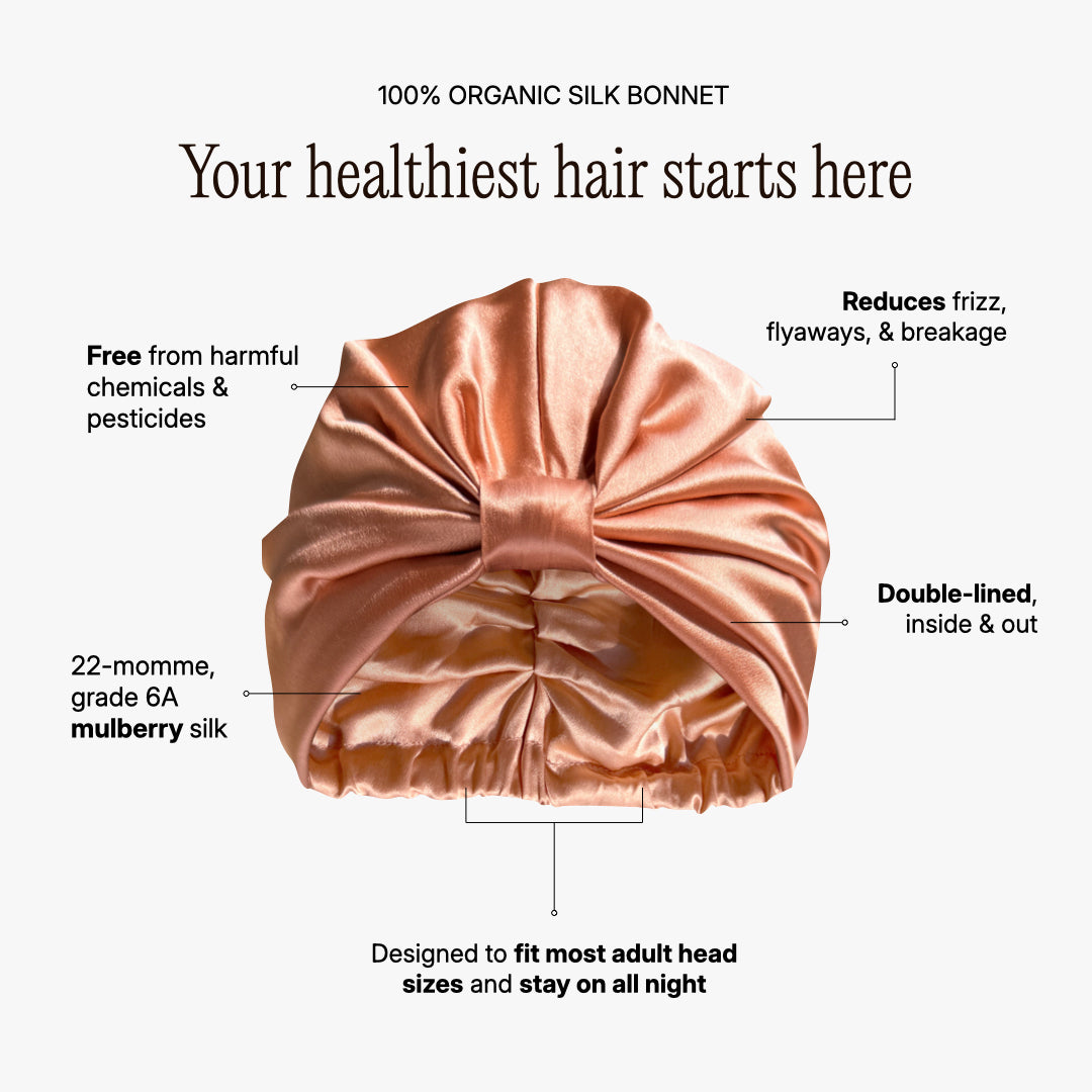 Organic Silk Hair Bonnet Peachy Coral