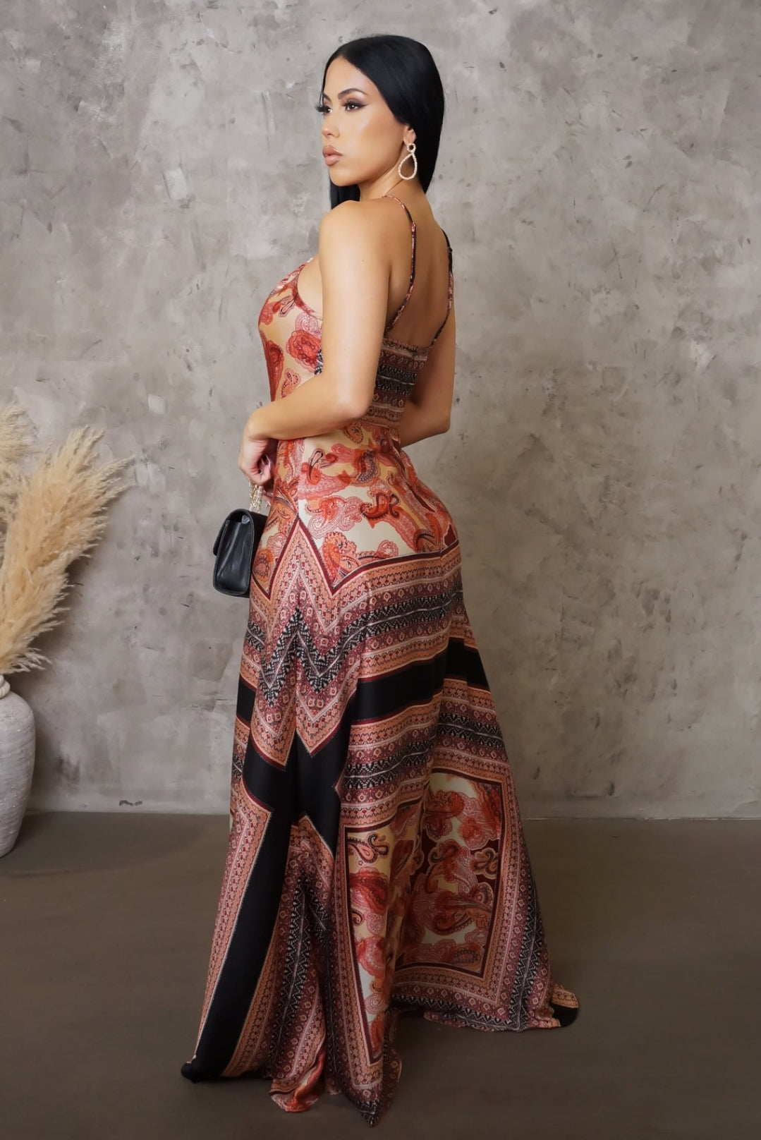 Red Satin Maxi Dress