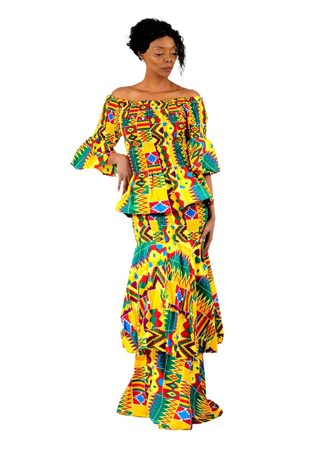 Conjunto de Saia Estampado Kente "Feito em Gana"