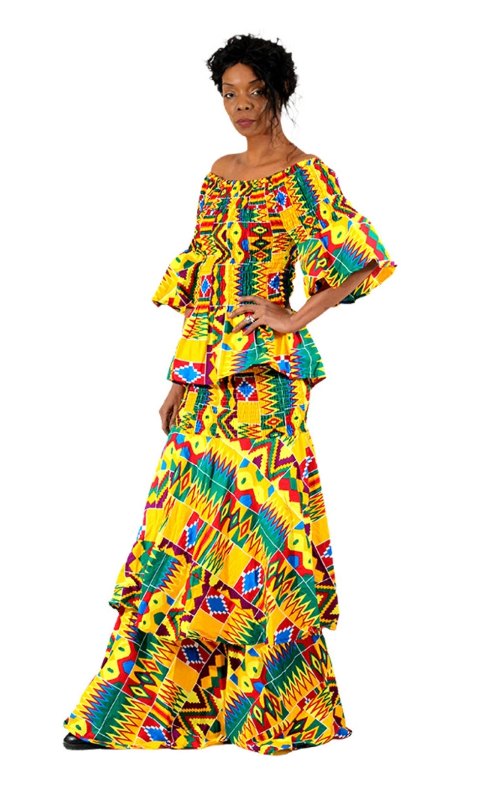 Conjunto de Saia Estampado Kente "Feito em Gana"
