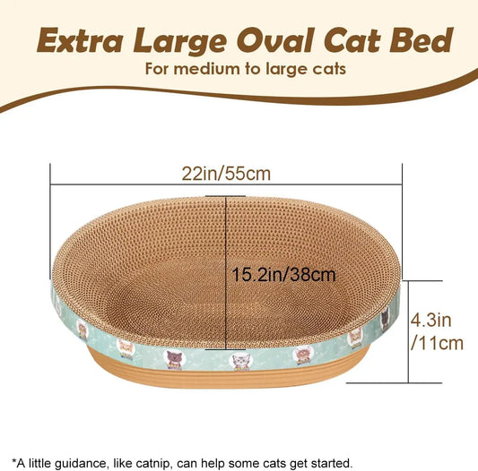 Extra Large Cat Scratcher Bed, 21.6' x 14.9' x 4.3' XL XXL Cat Scratch Cardboard, Scratching Board Pad for Indoor Cats Kitty Kit